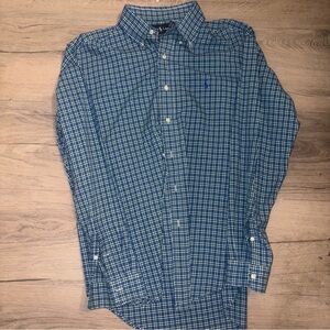 Men's Blue Plaid Button-Down Shirt - Polo Ralph